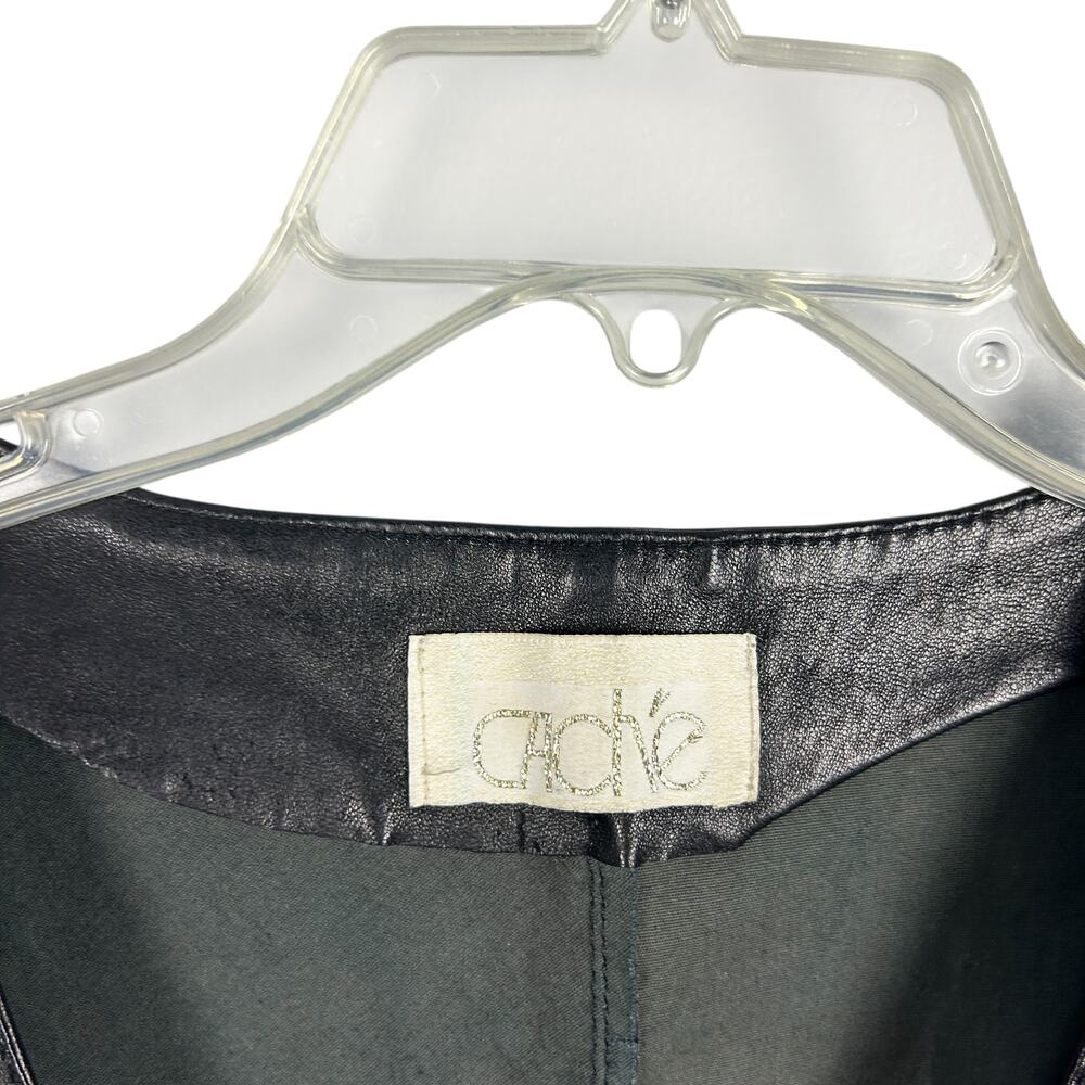 Cache Y2k Black Leather 90s Corset Front Zip Goth… - image 4